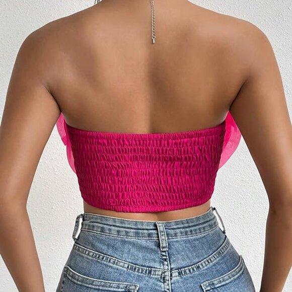 SHEIN | Privé Flower Decor Crop Tube Top - Picture 2 of 6